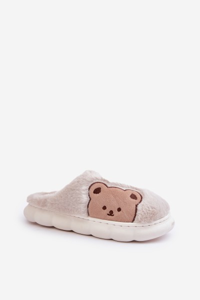 Womens Beige Bear Slippers Firedi 2