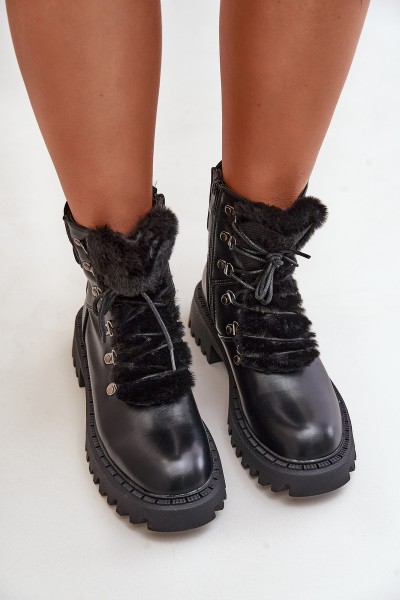 Šilti kulkšnies batai su užtrauktuku iš eko odos juodos Willatta
