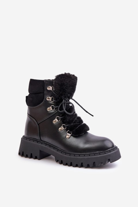 Warm ankle boots with zipper made of eco leather black Willatta