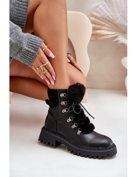 Šilti kulkšnies batai su užtrauktuku iš eko odos juodos Willatta