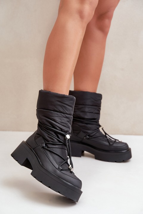 Women's Snow Boots On Platform And Flat Heel Black Seandriel