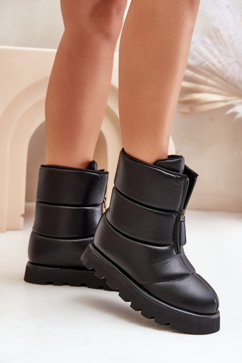 Snow boots on platform with zipper eco leather black Resisia