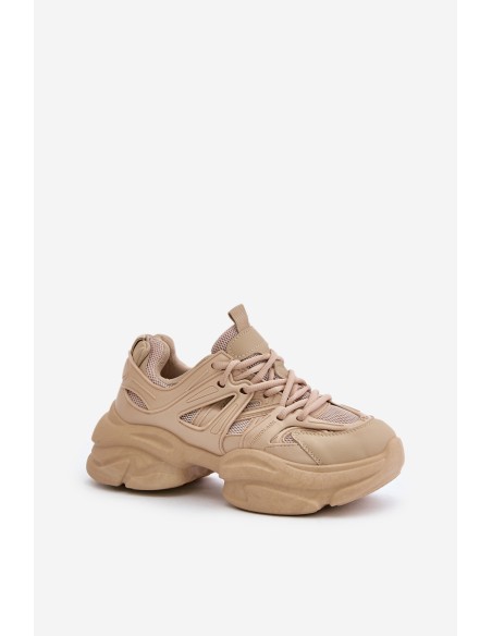 Women's Sneakers on Chunky Sole Beige Amoserna