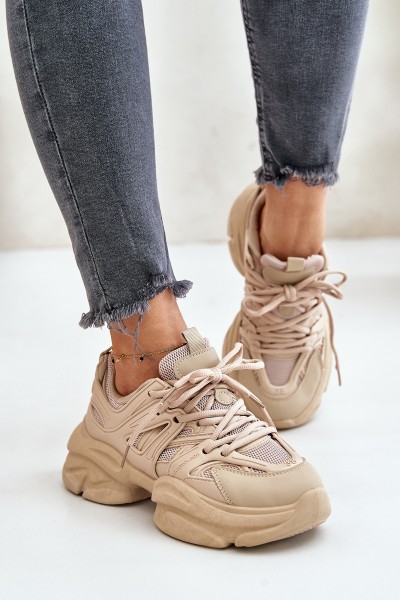 Women's Sneakers on Chunky Sole Beige Amoserna 2