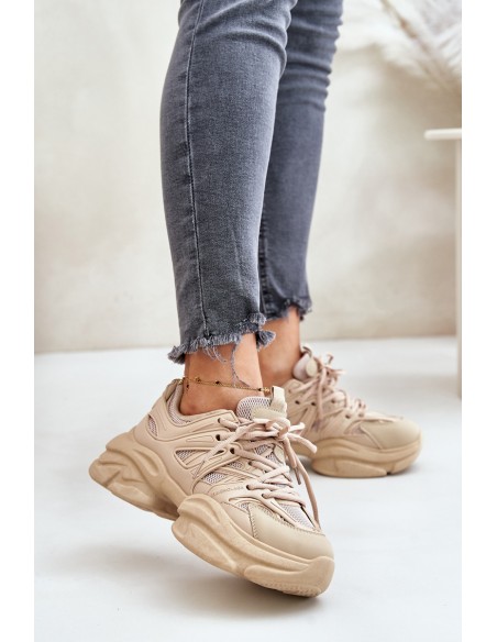 Women's Sneakers on Chunky Sole Beige Amoserna