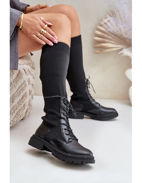 Slip-On Boots With Sock Shaft Black Iranel