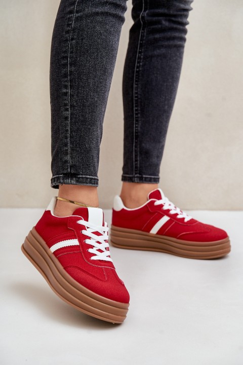 Ladies Sneakers On Platform Red Dravinnia