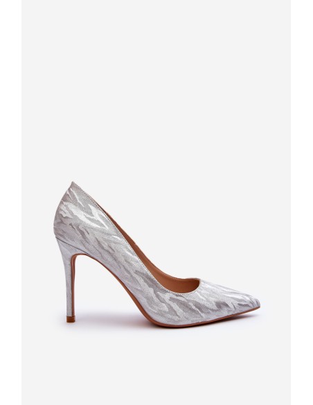 Silver Glitter Embellished Pumps Klonisa
