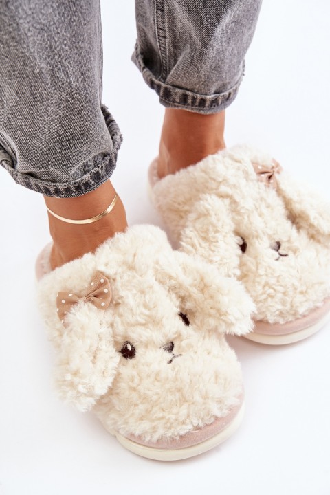 Furry Warm Slippers Women's Beige Falinivia