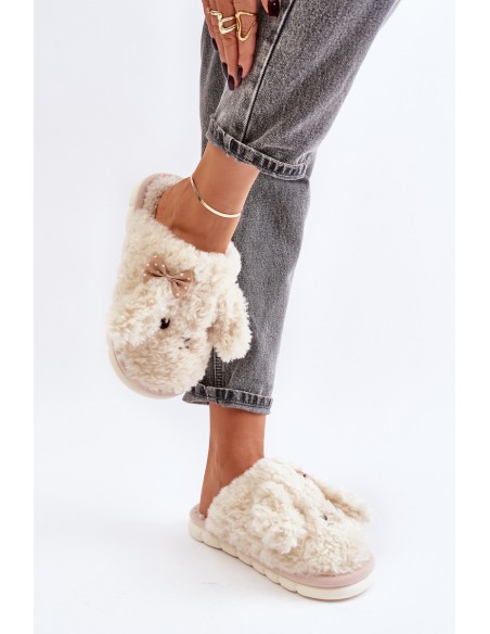 Furry Warm Slippers Women's Beige Falinivia