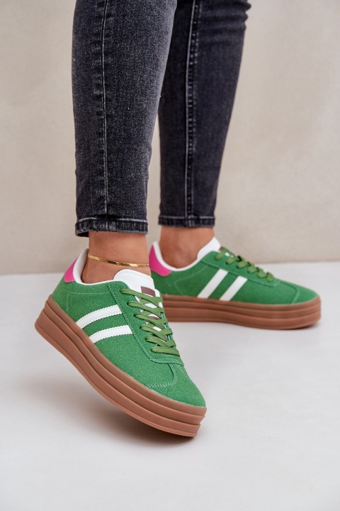 Ladies Sneakers On Platform Green Egelia