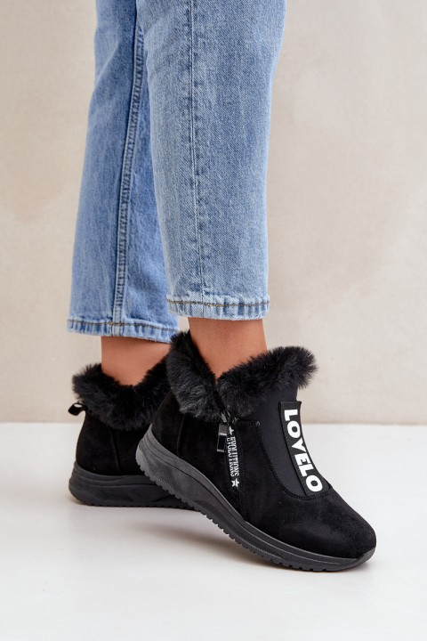 Sneakers Ankle Boots Women With Fur Black Zeriana