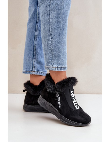 Sneakers Ankle Boots Women With Fur Black Zeriana