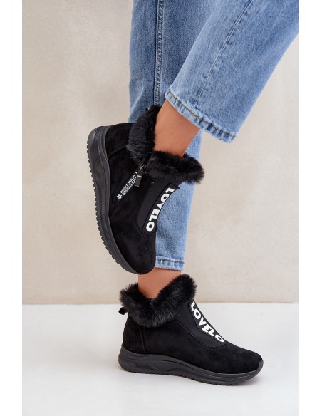 Sneakers Ankle Boots Women With Fur Black Zeriana