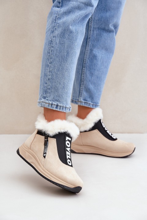 Women Sneaker Ankle Boots With Fur Beige Zeriana