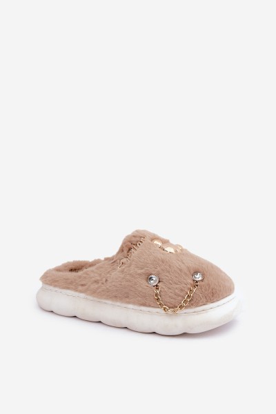 Furry Slippers With Prints Dark Beige Ivelfedi 2