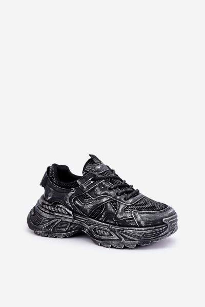 Women's Sneakers With Distress On Platform Black Seladwen 2