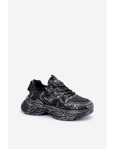 Women's Sneakers With Distress On Platform Black Seladwen