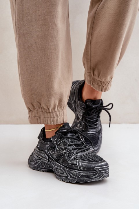 Women's Sneakers With Distress On Platform Black Seladwen