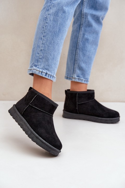 Women's Snow Boots Made Of Eco Suede Black Noliri