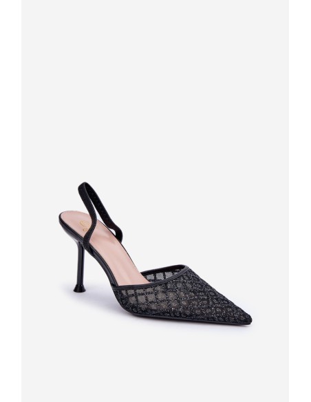 Heels With Open Back Decorated With Glitter Black Berilae