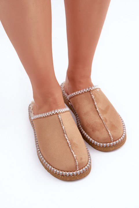 Comfortable home footwear slippers with embroidery women's Inblu FX000021 Camel