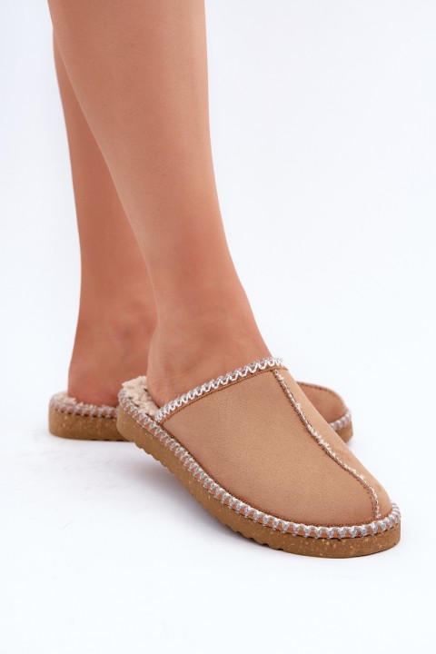 Comfortable home footwear slippers with embroidery women's Inblu FX000021 Camel