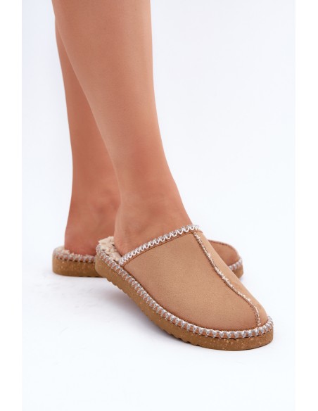 Comfortable home footwear slippers with embroidery women's Inblu FX000021 Camel