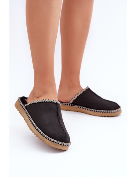 Home Footwear Slippers With Embroidery Women's Inblu Black EY000028