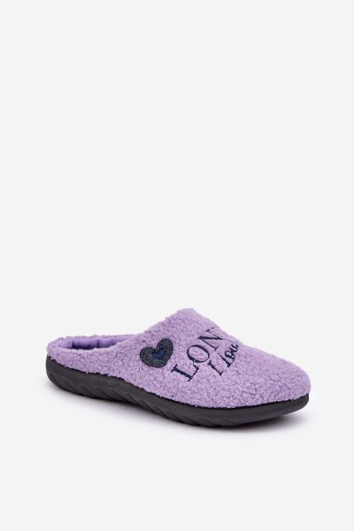 Home Footwear Ladies Slippers With Print And Fur Type Lamb Purple Inblu ET000027 2