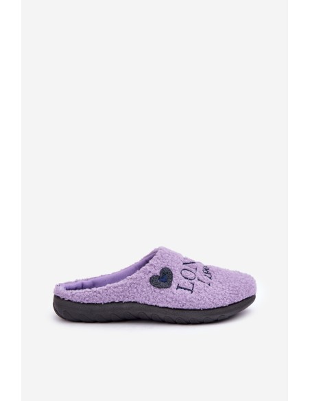 Home Footwear Ladies Slippers With Print And Fur Type Lamb Purple Inblu ET000027