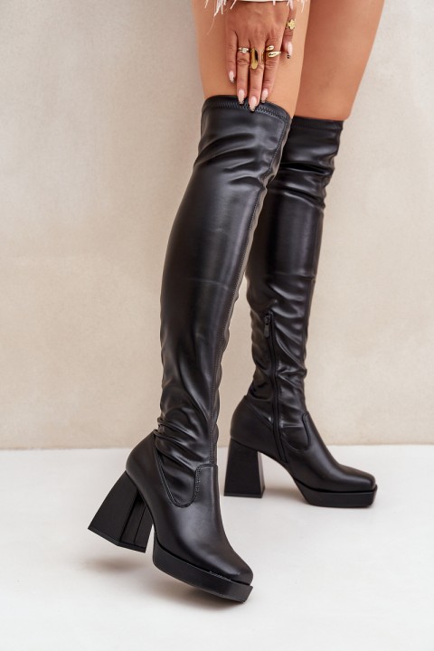 Fitted knee-high heeled boots dark brown Sanniraen