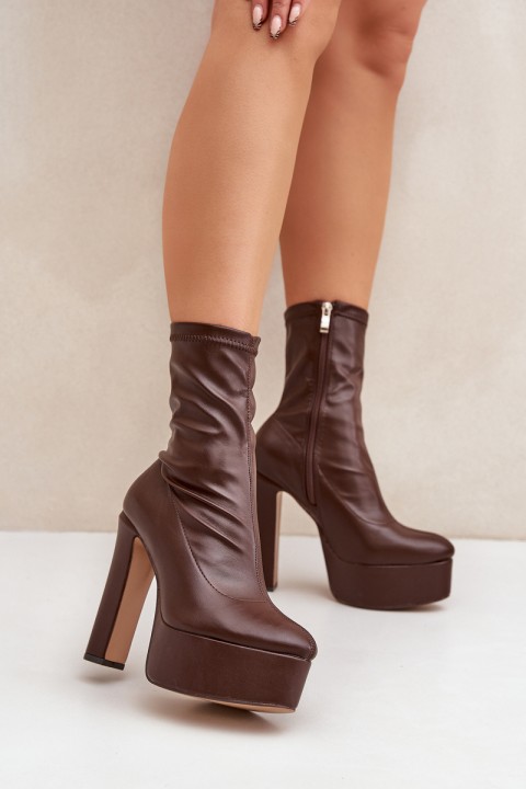 High Heel And Platform Boots Dark Brown Tennira