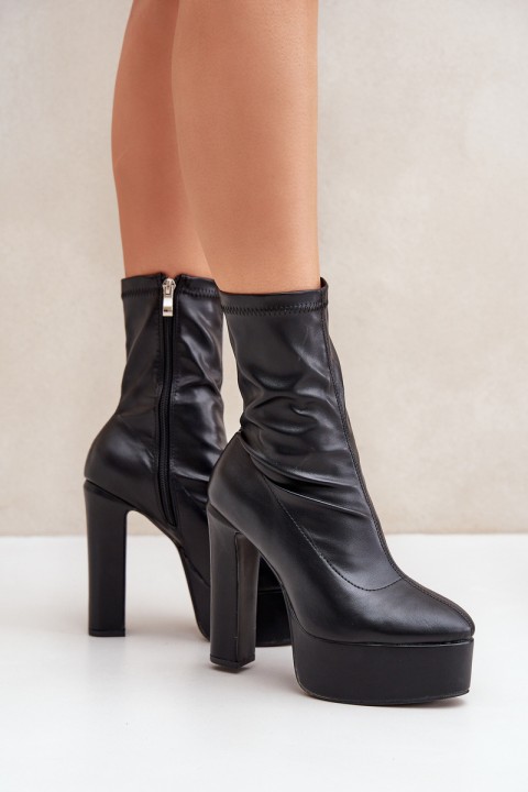 High Heel And Platform Boots Black Tennira