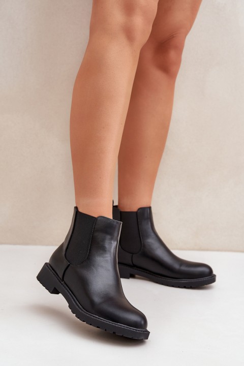 Women's Ankle Boots With Flat Heel Black Selanna