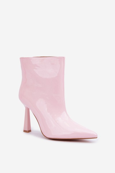 Patent Ankle Boots With Pointed Toe Light Pink Seliri 2