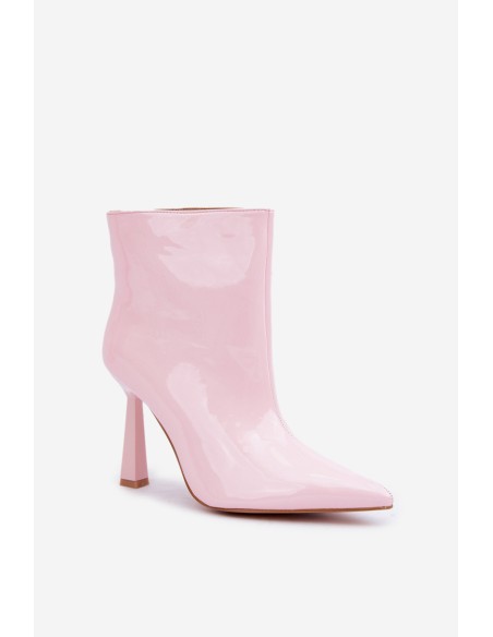 Patent Ankle Boots With Pointed Toe Light Pink Seliri