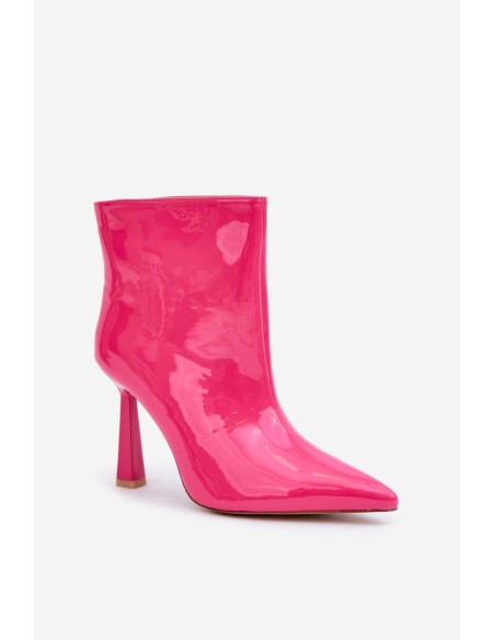 Patent Ankle Boots Pointed Slip-On Fuchsia Seliri