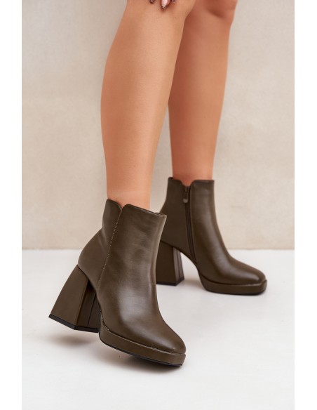 High Heel Block Heels Eco Leather Dark Green Selarae