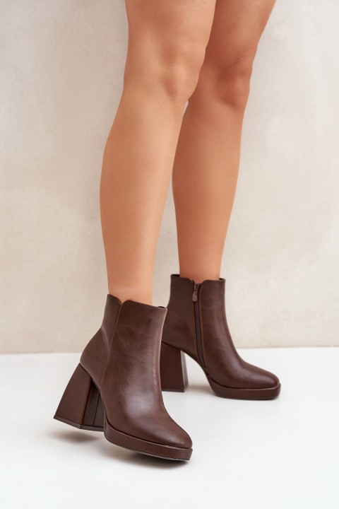 High Heel Booties Eco Leather Dark Brown Selarae