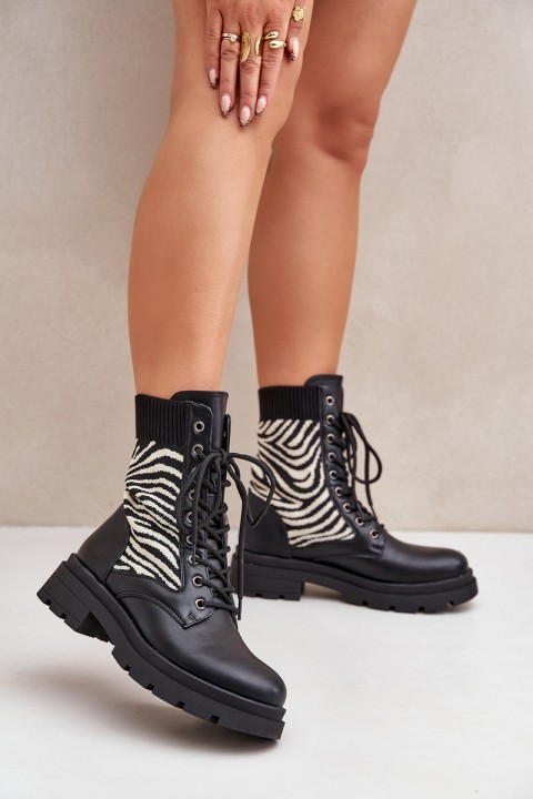 Women s Work Boots With Sock Zebra Black Raviri