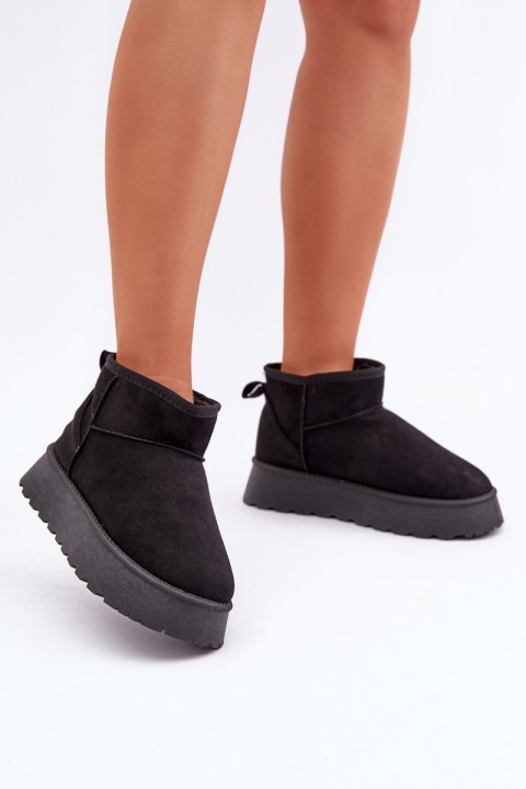 Snow boots on a platform made of eco suede black Vlivana