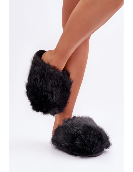 Women's Fur Slippers Black Wladisa