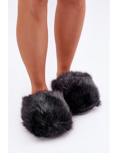 Women's Fur Slippers Black Wladisa