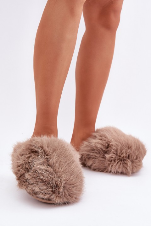 Women's Fur Slippers Dark Beige Wladisa