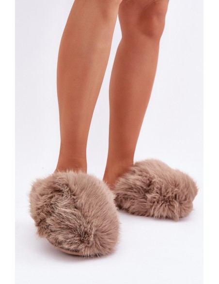 Women's Fur Slippers Dark Beige Wladisa