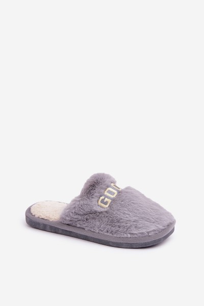 Women's Slippers With Fur And Writing Gray Kalelia 2