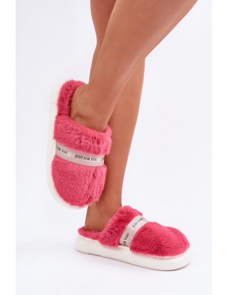 Pūkuotos šlepetės su dekoratyviniu dirželiu Rožinė Savalithea