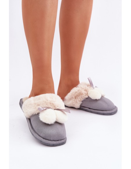 Women's Slippers With Fur Gray Nartani