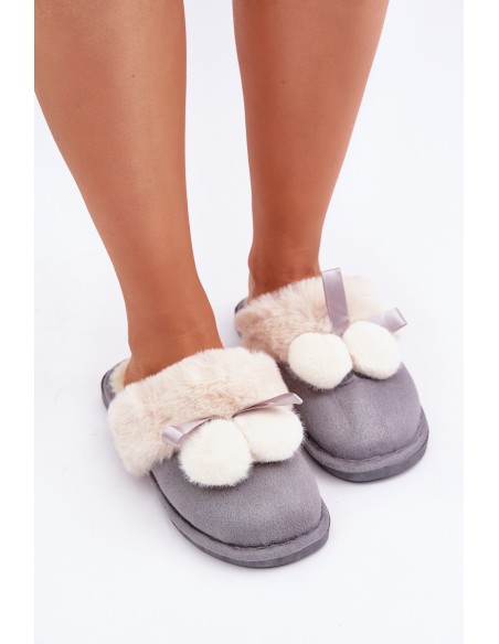 Women's Slippers With Fur Gray Nartani